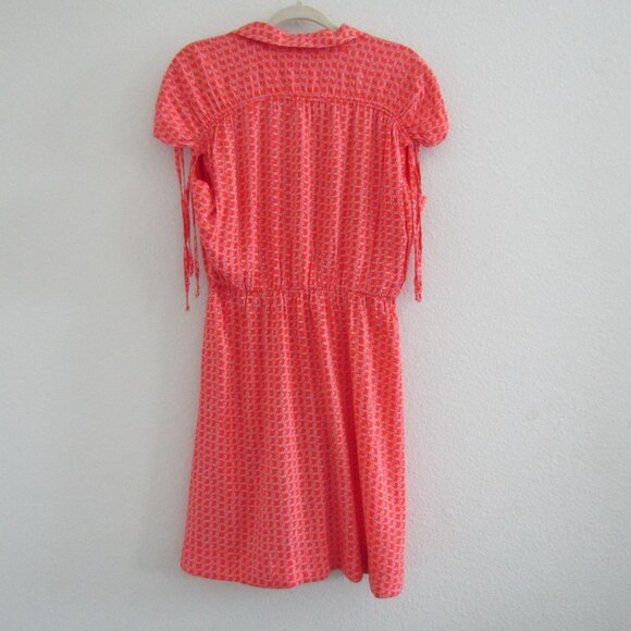 Anthropologie Maeve Printed Shirt Dress Medium Orange Boho Lightweight Feminine - Picture 9 of 14